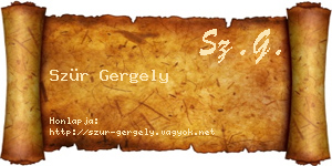 Szür Gergely névjegykártya
